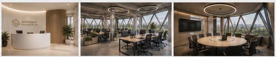GEODOMAS premium stiklinio biuro interjero erdvių planas